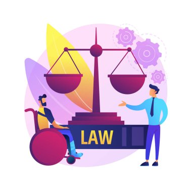 Kişisel yaralanma avukatı soyut konsept vektör çizimi. Hukuki hizmetler, fiziksel ya da psikolojik yaralanma, ceza savcısı, yasal belgeler, dava argümanı, soyut metafor.