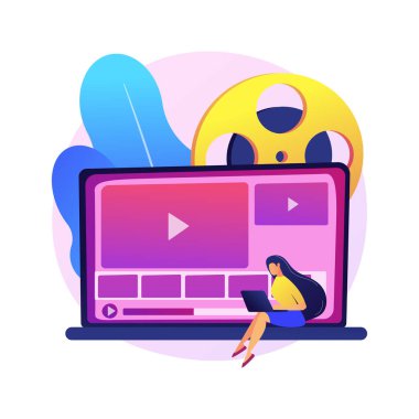 Video tasarımı soyut konsept vektör çizimi. Video düzenleme yazılımı, projeksiyon tasarım kursu, senaryo tasarım servisi, profesyonel serbest düzenleyici, post-prodüksiyon soyut metaforu.