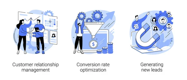 Crm Lead Management Abstrakt Koncept Vektor Illustration Som Hantering Kundrelationer — Stock vektor