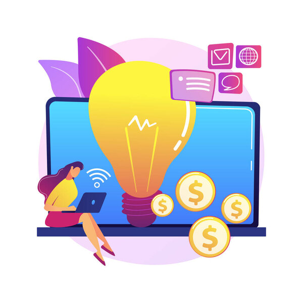 Онлайн бизнес абстрактная концептуальная векторная иллюстрация. Бизнес-возможности, онлайн-продвижение, платформа ecommerce, интернет-маркетинг, продажи в социальных сетях, продвижение, цифровое агентство и метафора.