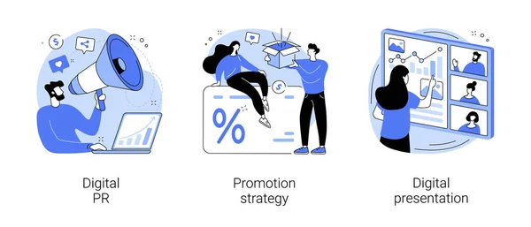 Online Marketing Campagne Abstract Concept Vector Illustratie Set Digitale Promotiestrategie — Stockvector