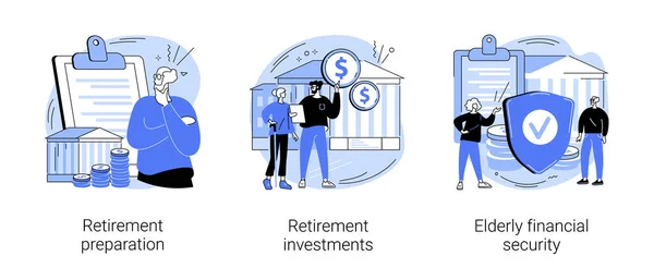 Pensionering Finansiell Planering Abstrakt Begrepp Vektor Illustration Set Förberedelser För — Stock vektor