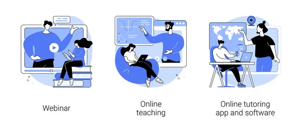 Learning Abstract Concept Vector Illustration Set Webinar Enseñanza Línea Aplicación — Archivo Imágenes Vectoriales