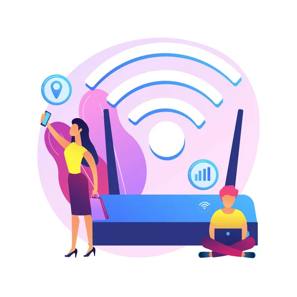 Fi连接抽象概念向量示例 互联网通信技术 免费公共Wi Fi服务 无线设备连接 网络接入抽象隐喻 — 图库矢量图片