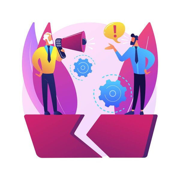 Communication gap abstract concept vector illustration. Information exchange, understanding, effective communication, body language, feelings and expectations, relationship abstract metaphor.