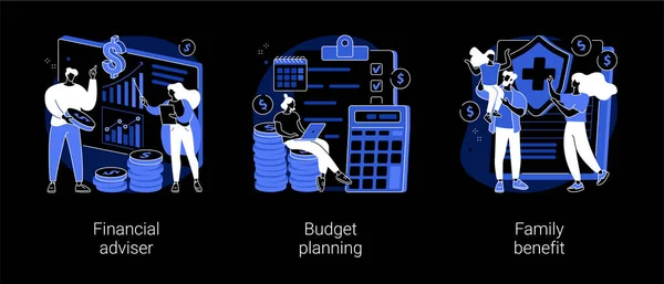 Управление Деньгами Абстрактные Векторные Иллюстрации Концепции Финансовый Консультант Бюджетное Планирование — стоковый вектор