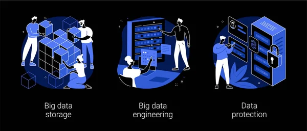 Segurança Banco Dados Ilustrações Vetoriais Abstratas Conceito Armazenamento Big Data — Vetor de Stock