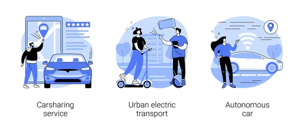 Transporte Urbano Conceito Abstrato Conjunto Ilustração Vetorial Serviço Partilha Carros — Vetor de Stock