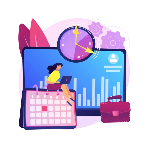 Tijd Aanwezigheid Tracking Systeem Abstract Concept Vector Illustratie Attendance Tijd — Stockvector