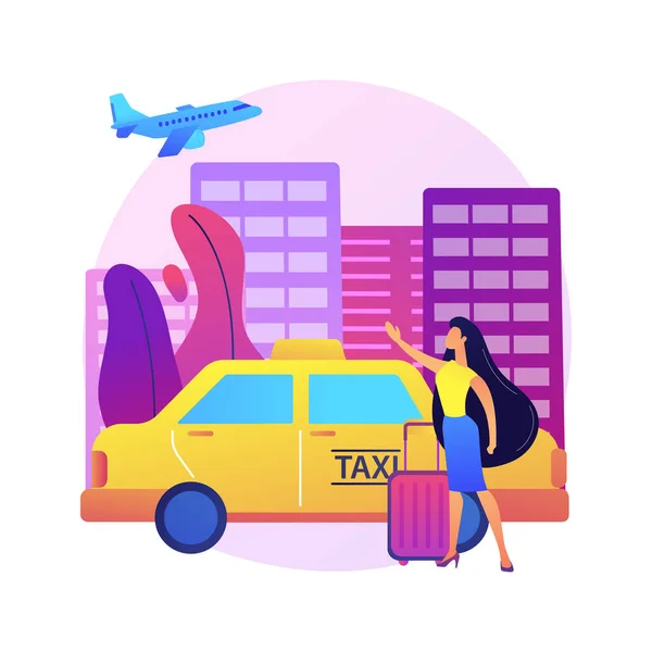 Taxi Överföring Abstrakt Begrepp Vektor Illustration Privat Transfer Till Flygplatsen — Stock vektor