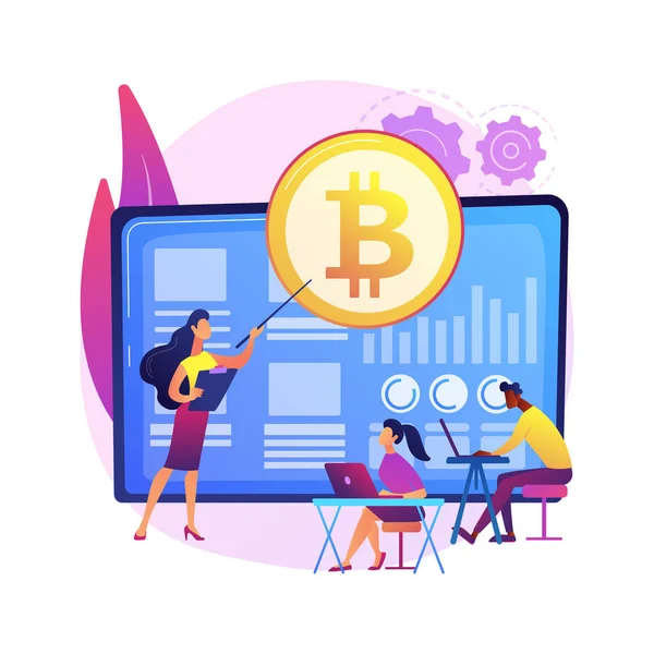 Cryptocurrency Comercio Cursos Abstracto Concepto Vector Ilustración Crypto Academia Comercio — Archivo Imágenes Vectoriales