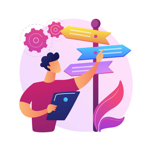 Принятие решений абстрактная векторная иллюстрация концепции. Навыки решения проблем, лидерство, структура принятия решений, анализ деревьев, рациональный подход, абстрактная метафора управления бизнесом.