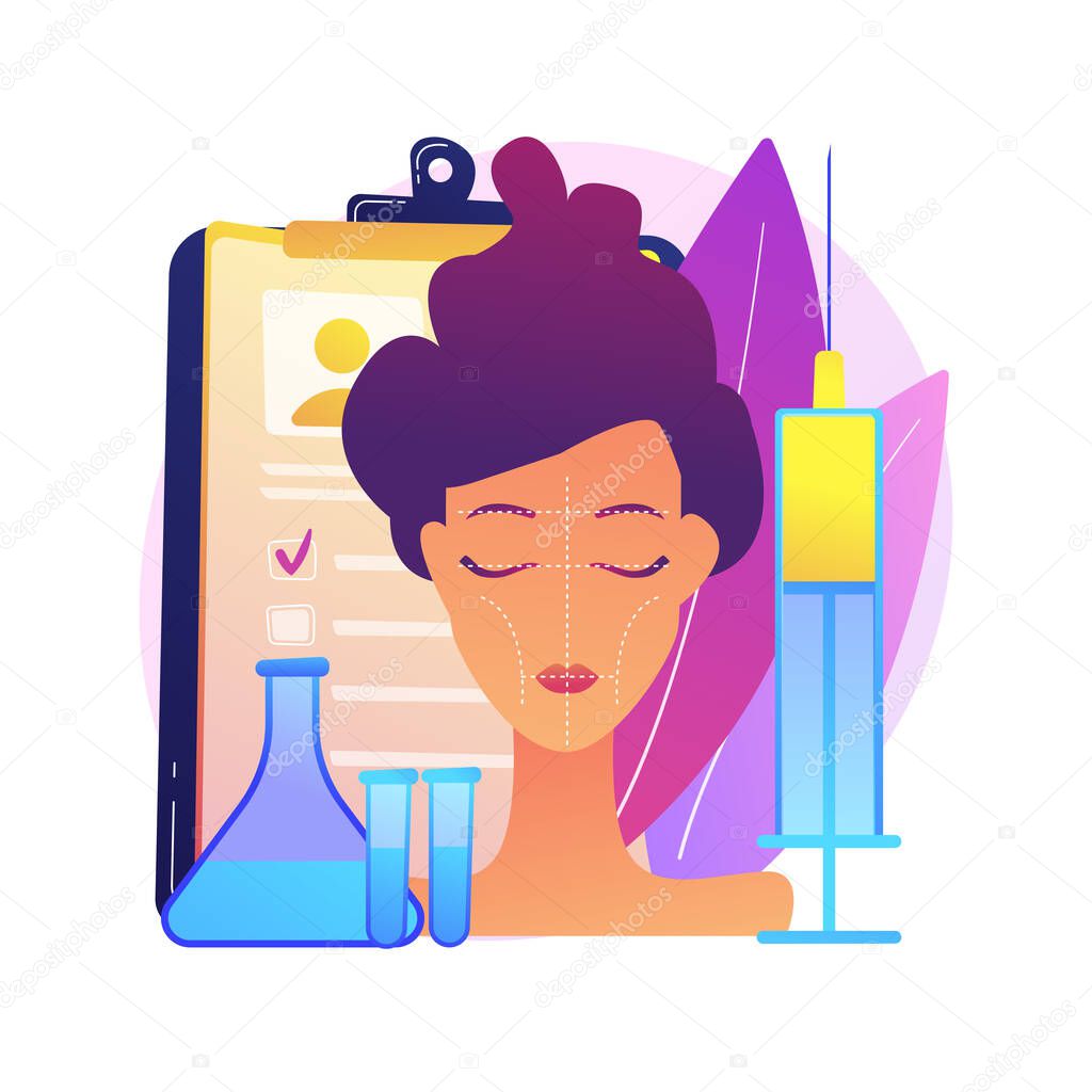 Facial contouring abstract concept vector illustration. Facial sculpting, aesthetic cosmetic procedure, medical face contouring, slimming correction machine, plastic surgery abstract metaphor.