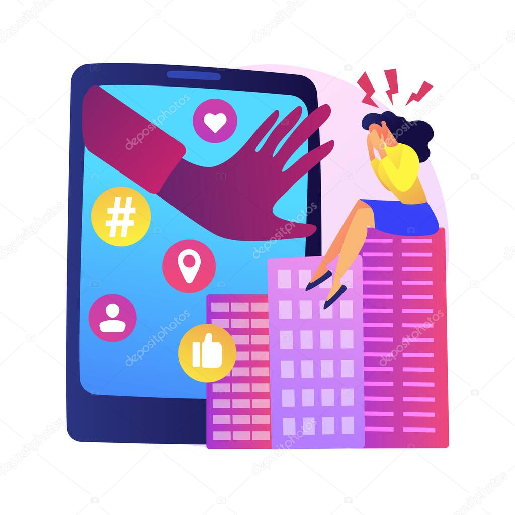 Digital overload abstract concept vector illustration. Overcome overload, employee psychological well being, gadget-dependent life, device affect on human brain, digital burnout abstract metaphor.
