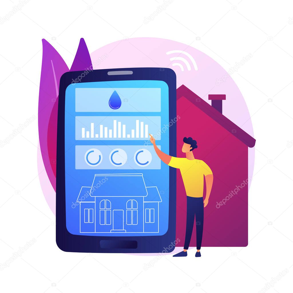 Water contamination detection system abstract concept vector illustration. Drinking water contamination test, anomaly detection system, real time tracking, smart home sensor abstract metaphor.