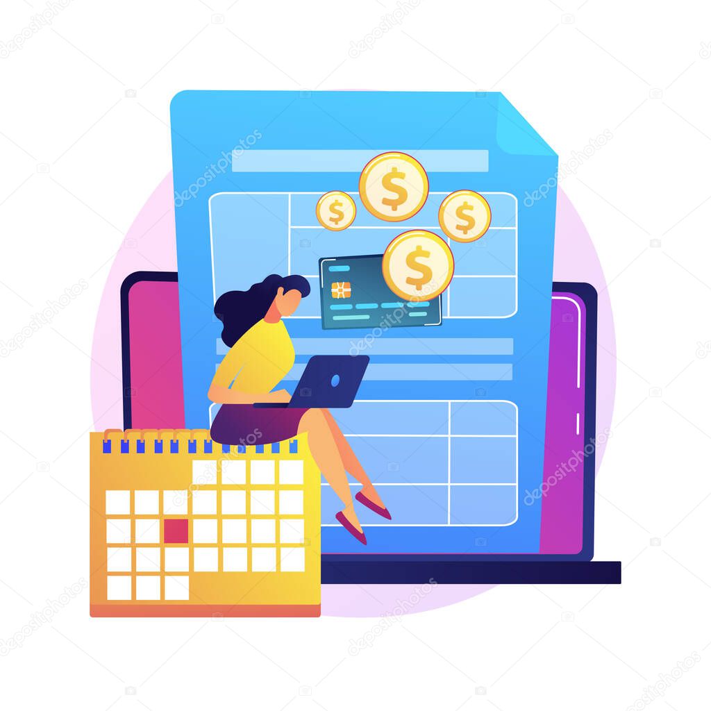 Pay a balance owed abstract concept vector illustration. Making credit payment, pay owed money to a bank, irs balance due, debt consolidation and management, taxpayer bill abstract metaphor.
