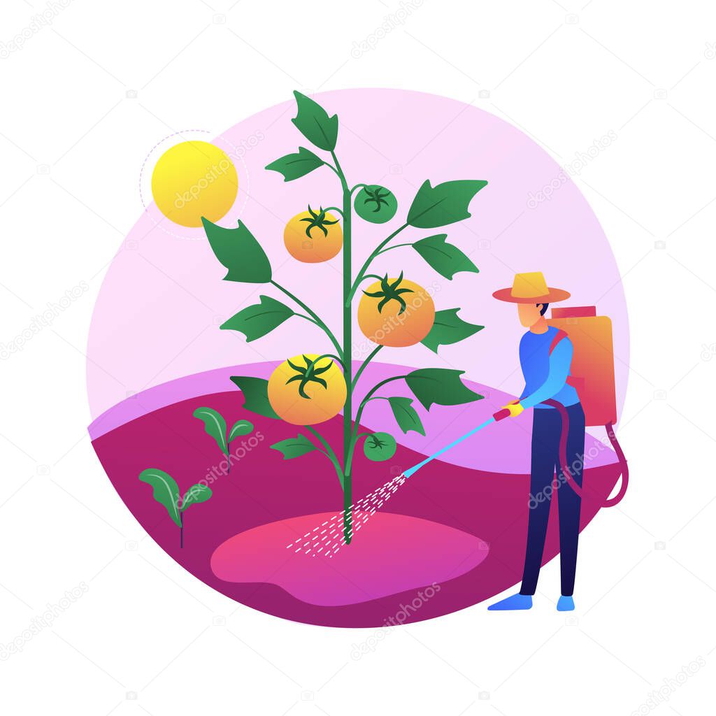 Weed control abstract concept vector illustration. Gardening maintenance, pest control, spray chemicals, weed killer, lawn care service, herbicide and pesticide abstract metaphor.