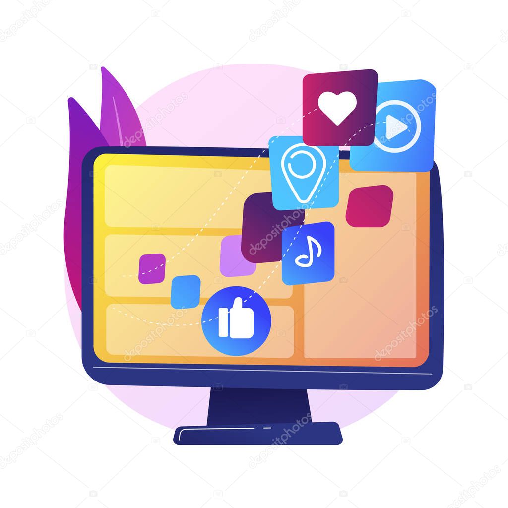 Content aggregator abstract concept vector illustration. Aggregator software, best media content in one place, selected texts for resale, aggregation tools, business model abstract metaphor.