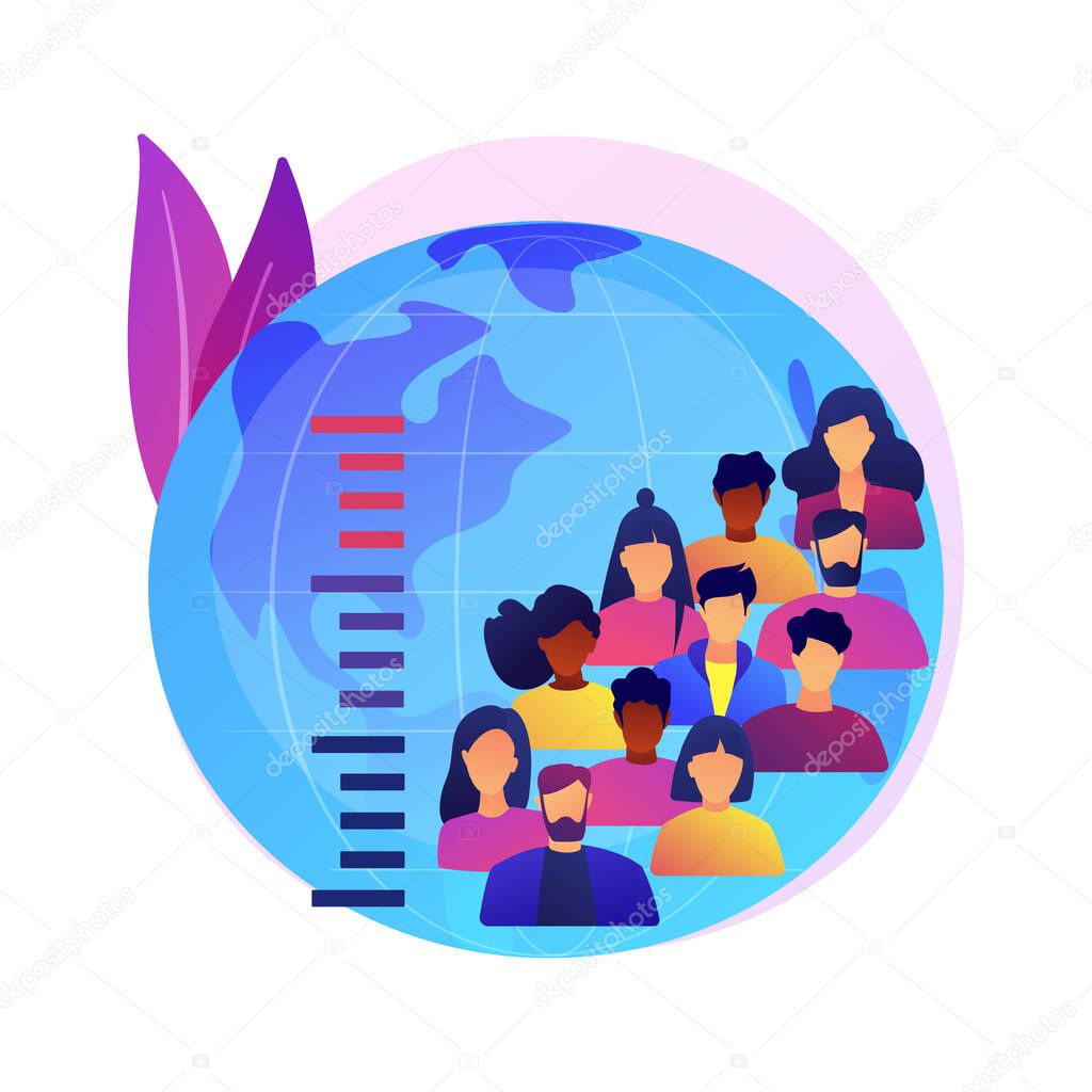 Overpopulation abstract concept vector illustration. World human overpopulation, resource overconsumption, densely populated area, urban population growth, inhabitant increase abstract metaphor.