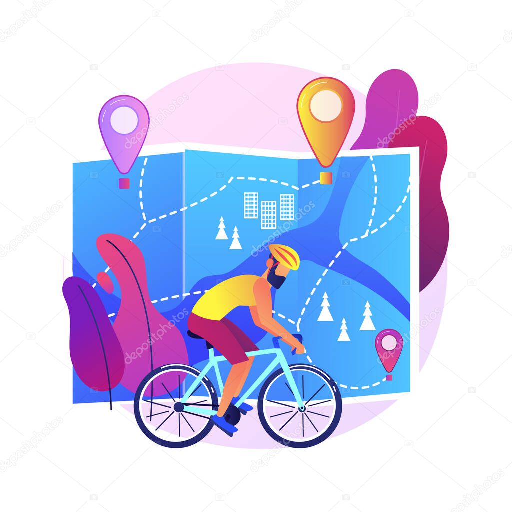 Bike paths network abstract concept vector illustration. National cycling path, bike road network, outdoor recreation, bicycle city map, park cycling route, urban bikeway system abstract metaphor.