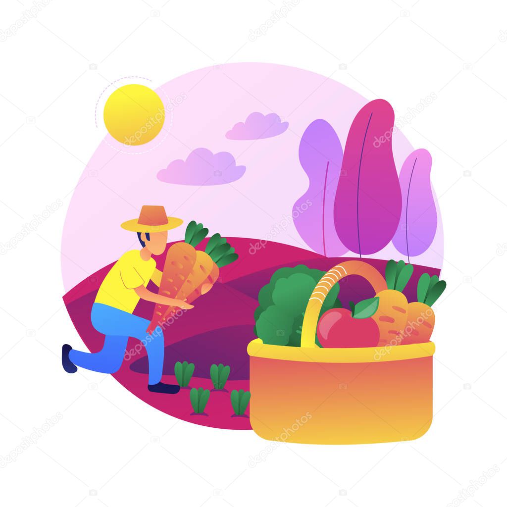 Harvesting abstract concept vector illustration. Collecting crops and vegetables, crop rotation, sustainable gardening, growing season, gestation period, homegrown food abstract metaphor.