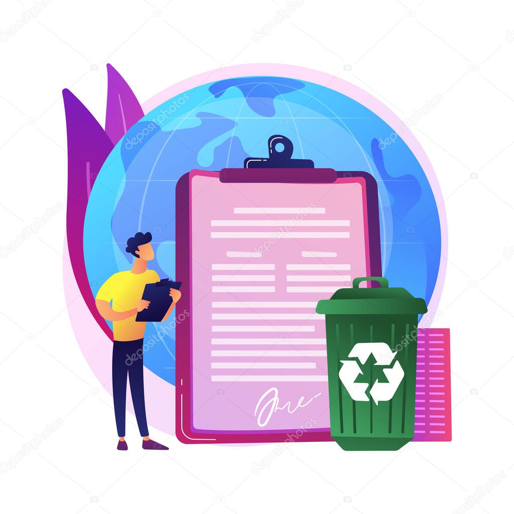 Government mandated recycling abstract concept vector illustration. Ecological regulations, local recycling  law, municipal solid waste, recyclable materials, curbside program abstract metaphor.