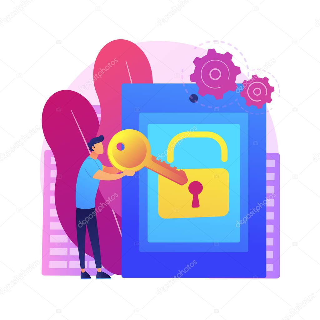 Access control system abstract concept vector illustration. Security system, authorize entry, login credentials, electronic access, password, pass-phrase or PIN verification abstract metaphor.