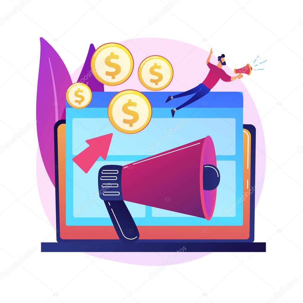 PPC campaign abstract concept vector illustration. Pay-per-click model, internet marketing tools, PPC ad campaign, search engine advertising, driving traffic, website SEO abstract metaphor.