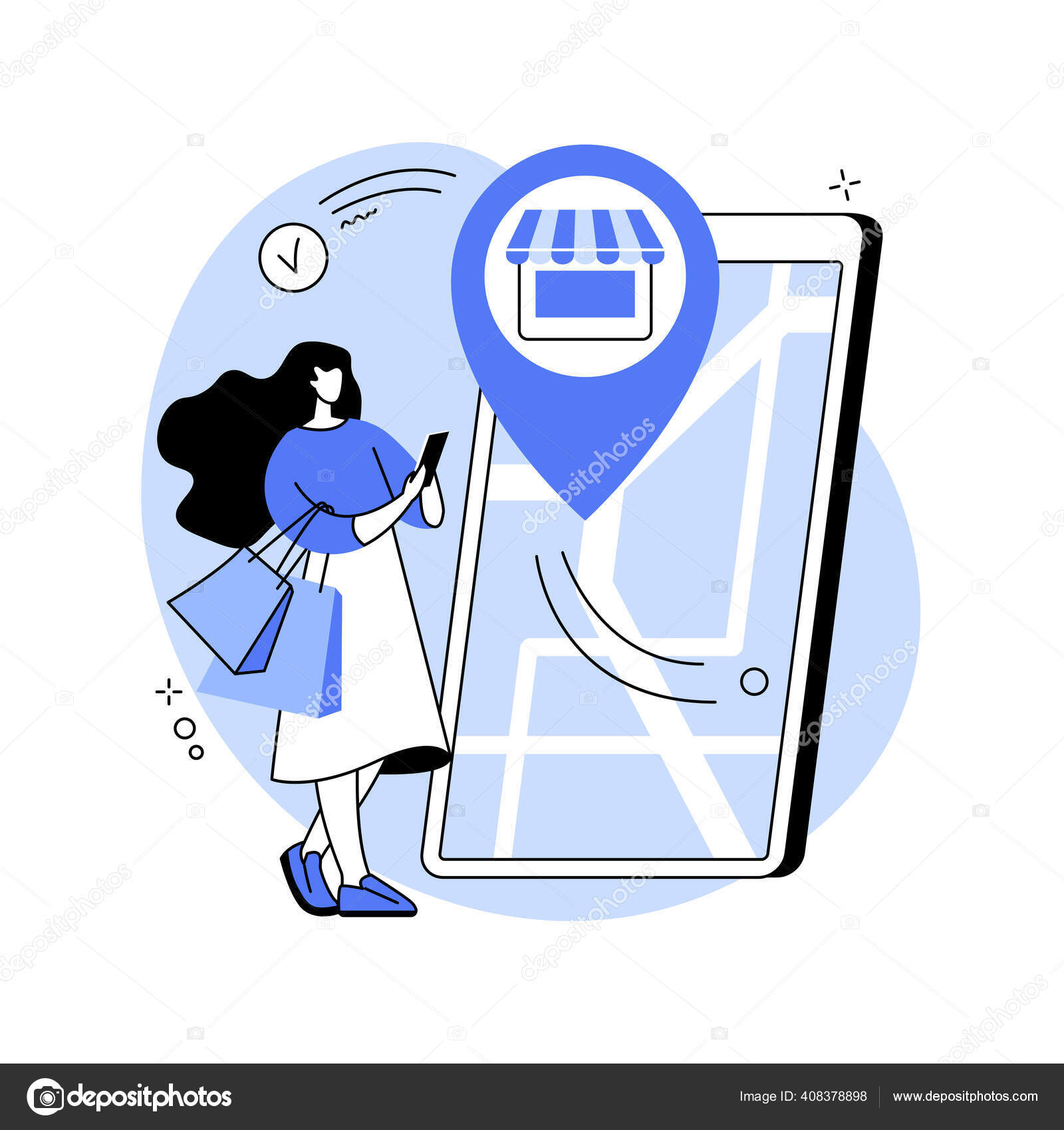 Хранить Абстрактную Векторную Иллюстрацию Локатора Gps Навигация.