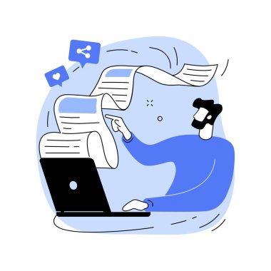 Blog makaleleri soyut konsept vektör illüstrasyonu. Günlük menü ögesi, yayınlar için abone, haber makalesi, şirket web sitesi sayfası, web ögesi, UI tasarımı, blog kaynağı soyut metaforu.