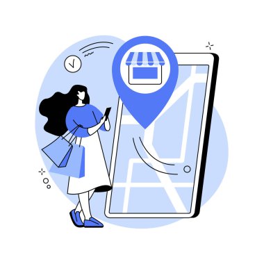 Bulucu soyut konsept vektör illüstrasyonunu kaydet. GPS navigasyon, çevrimiçi harita, depolama yerleri, kurumsal web sitesi menü çubuğu, ofis yer bulucu, UI, web ögesi, soyut metaforu nerede bulacağımız.