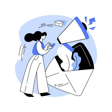 Haber bülteni soyut konsept vektör çizimi. En son haberler, haber sitesi sekmesi, menü çubuğu, UI, güncellemeleri al, şirket web sayfası, tanıtım için imza, haber postası soyut metaforu.