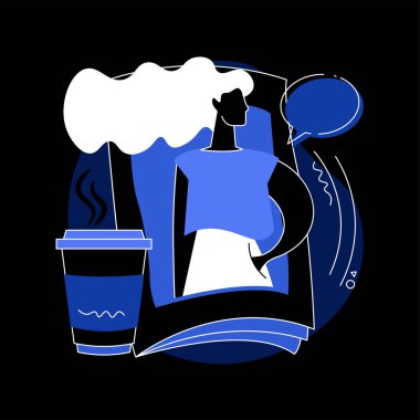 Dergi soyut konsept vektör çizimi. Periyodik yayın, son haberler, elektronik yayıncılık, çevrimiçi dergi, posta dağıtımı, gazete bayii ve kitapçı, karanlık mod benzetmesini gözden geçir.