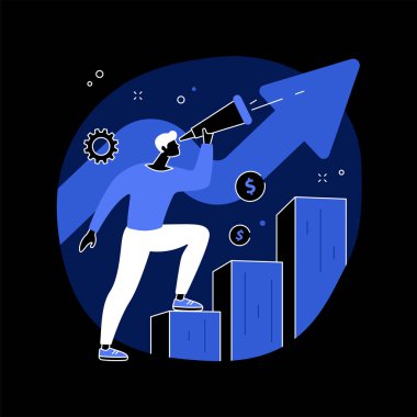 Kariyer tavsiyesi soyut konsept vektör çizimi. Kariyer geliştirme tavsiyesi, danışmanlık hizmeti, kurumsal web sitesi, menü çubuğu ögesi, HR yönetimi, iş arama, CV karanlık mod metaforu.