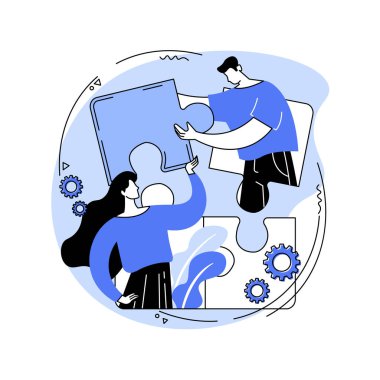 İşbirliği soyut konsept vektör çizimi. İş ortaklığı, işbirliği projesi, kurumsal web sitesi, menü sekmesi, birlikte çalışma, mevcut proje, kullanıcı deneyimi soyut metafor.