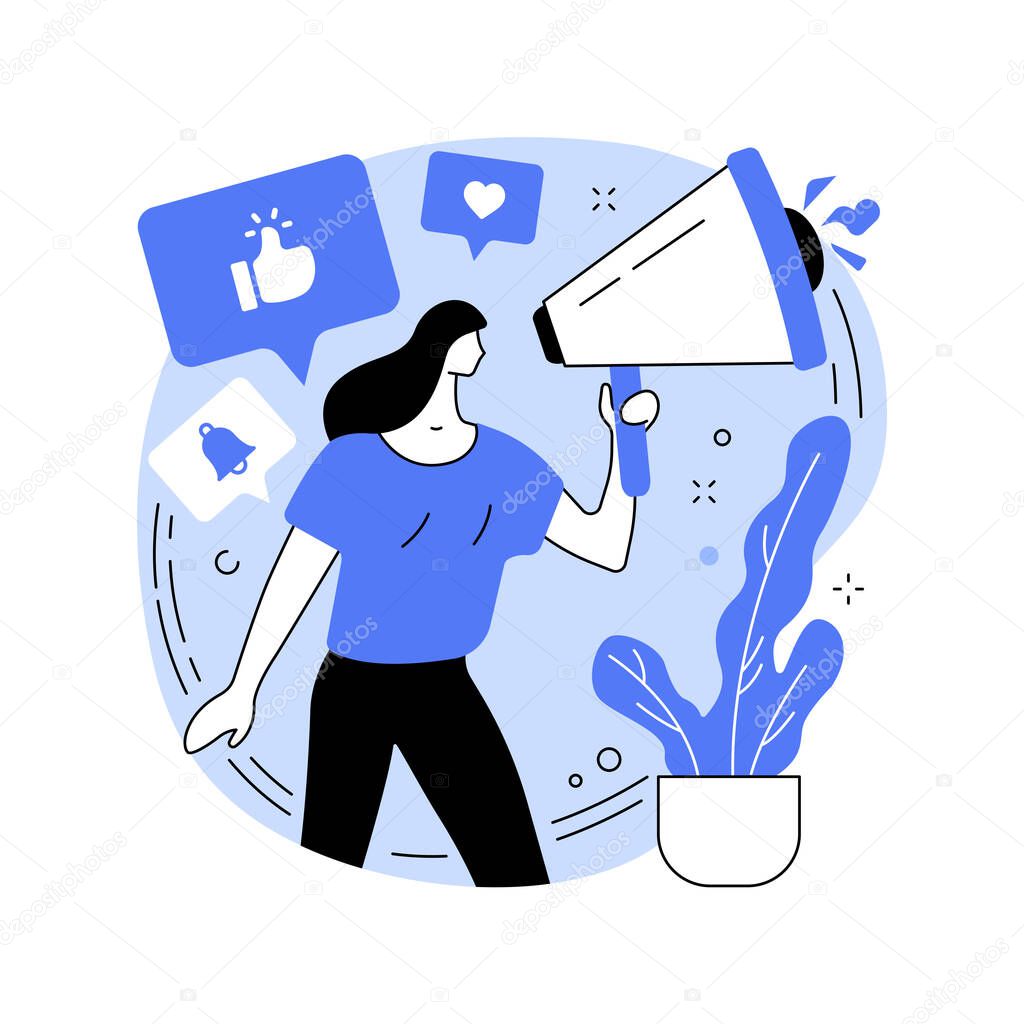 Follow us abstract concept vector illustration. Follow us on social media, subscribe for newsletter, get connected, business website tab, menu bar, stay in touch, UI element abstract metaphor.
