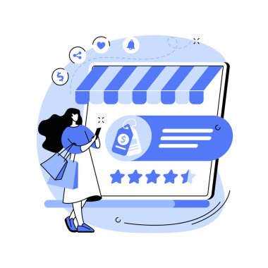 Akıllı perakende konsept vektör çizimi. Akıllı mağaza, perakende yenilikçi çözüm, IoT, VR konsept mağazası, alışveriş deneyimi, müşteri tercihi, alıcı davranışı soyut metafor.