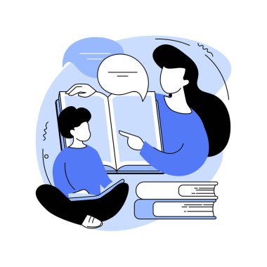 Evde eğitim, soyut konsept vektör çizimi. Özel okul müfredatı, evde eğitim planı, evde eğitim online öğretmenlik, ilkokul programı, online öğrenci planlama soyut metaforu.