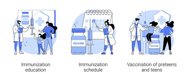 Volksgezondheid Programma Abstract Concept Vector Illustratie Set Immunisatie Onderwijs Schema — Stockvector
