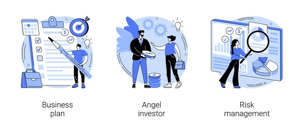 Développement Start Concept Abstrait Vectoriel Illustration Ensemble Business Plan Angel — Image vectorielle