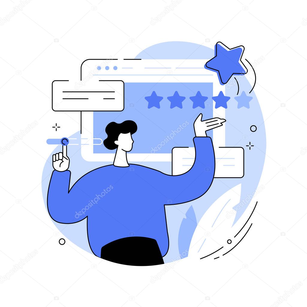 User feedback and website rating abstract concept vector illustration. Customer feedback, review website, non commercial product evaluation, rating service, sharing experience abstract metaphor.