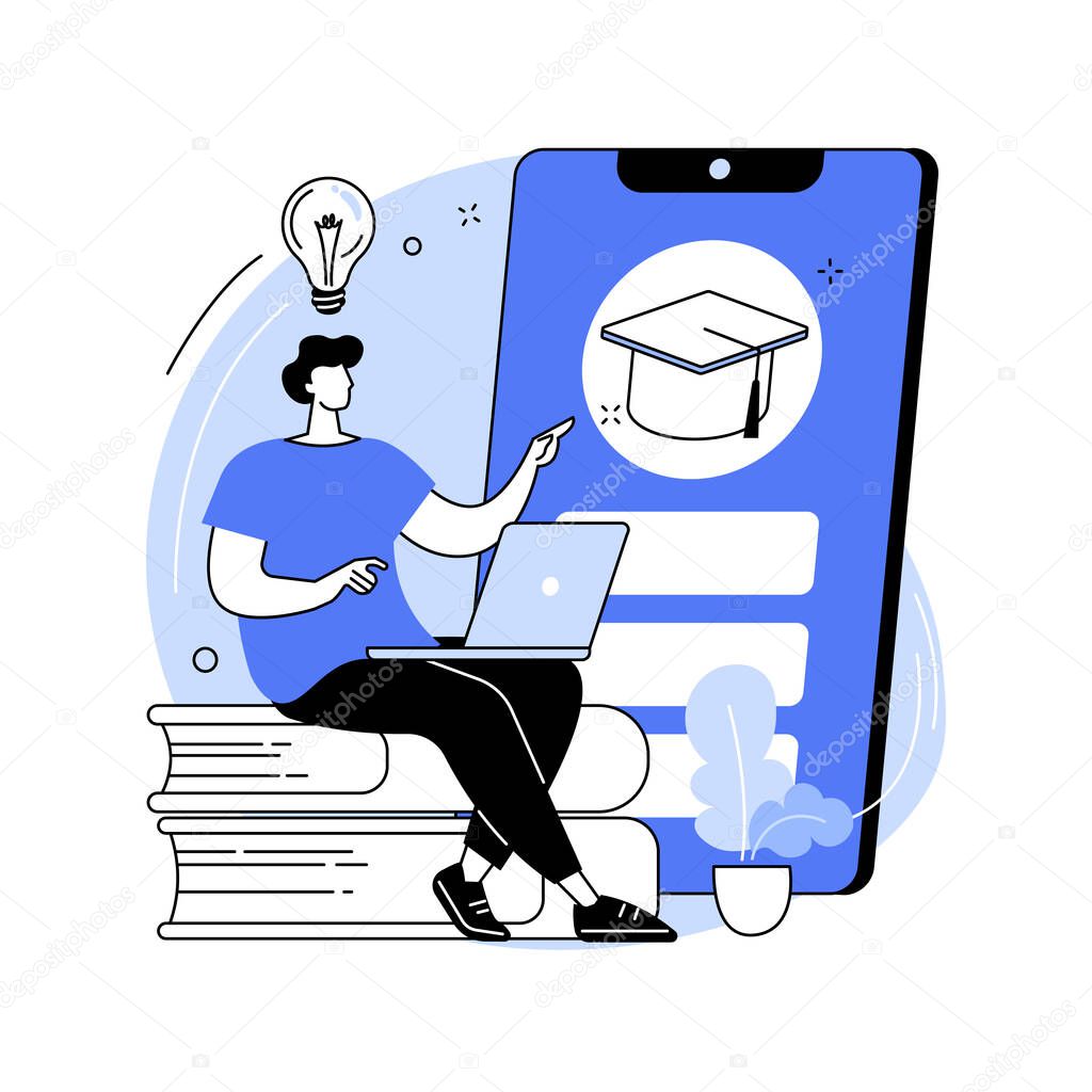 Mobile learning abstract concept vector illustration. M-learning application, portable device, educational trend, assignment, individual plan, group lesson, immediate feedback abstract metaphor.