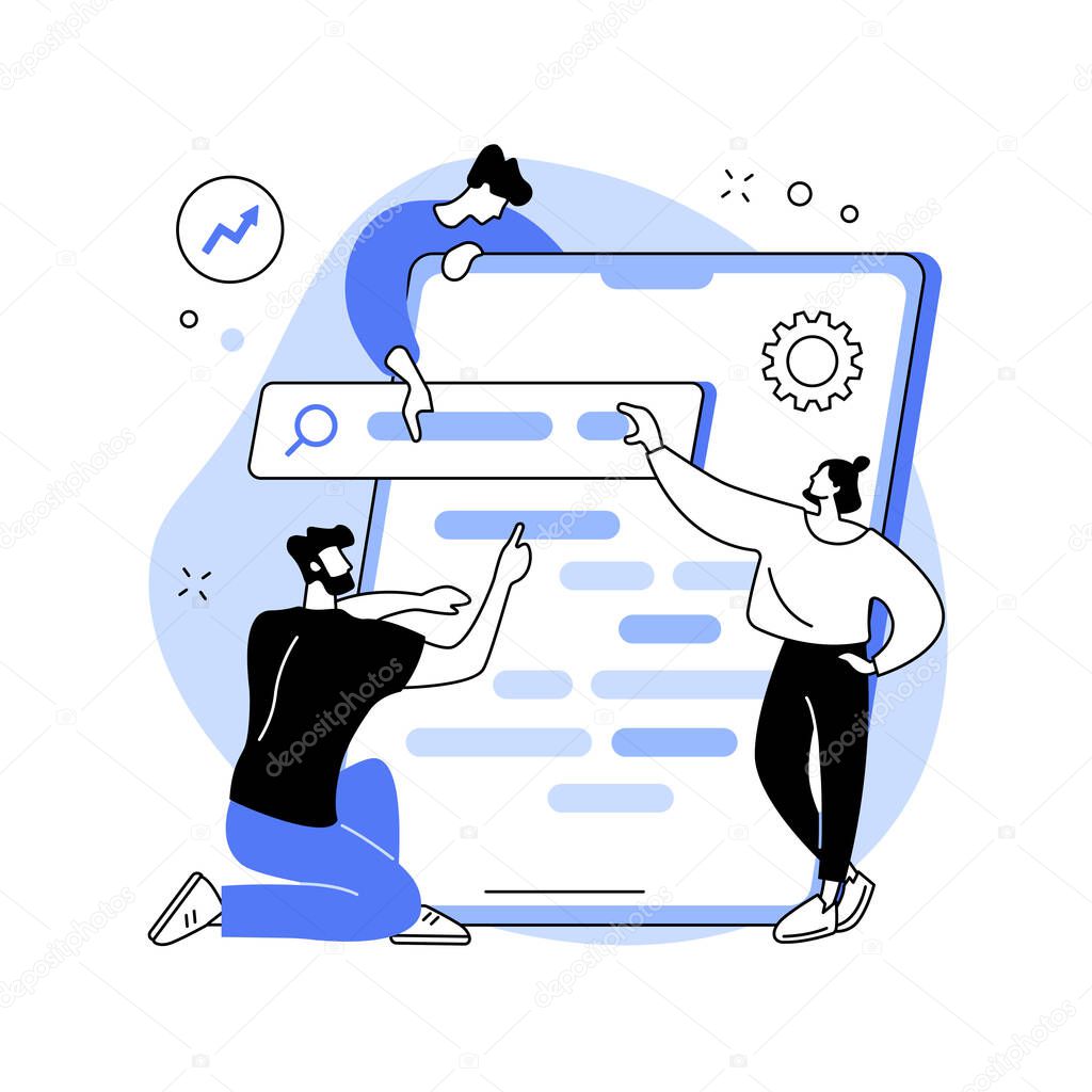 SEO optimization abstract concept vector illustration. Search engines page rank, online digital marketing tools, keyword optimization, link building, measurement and reporting abstract metaphor.