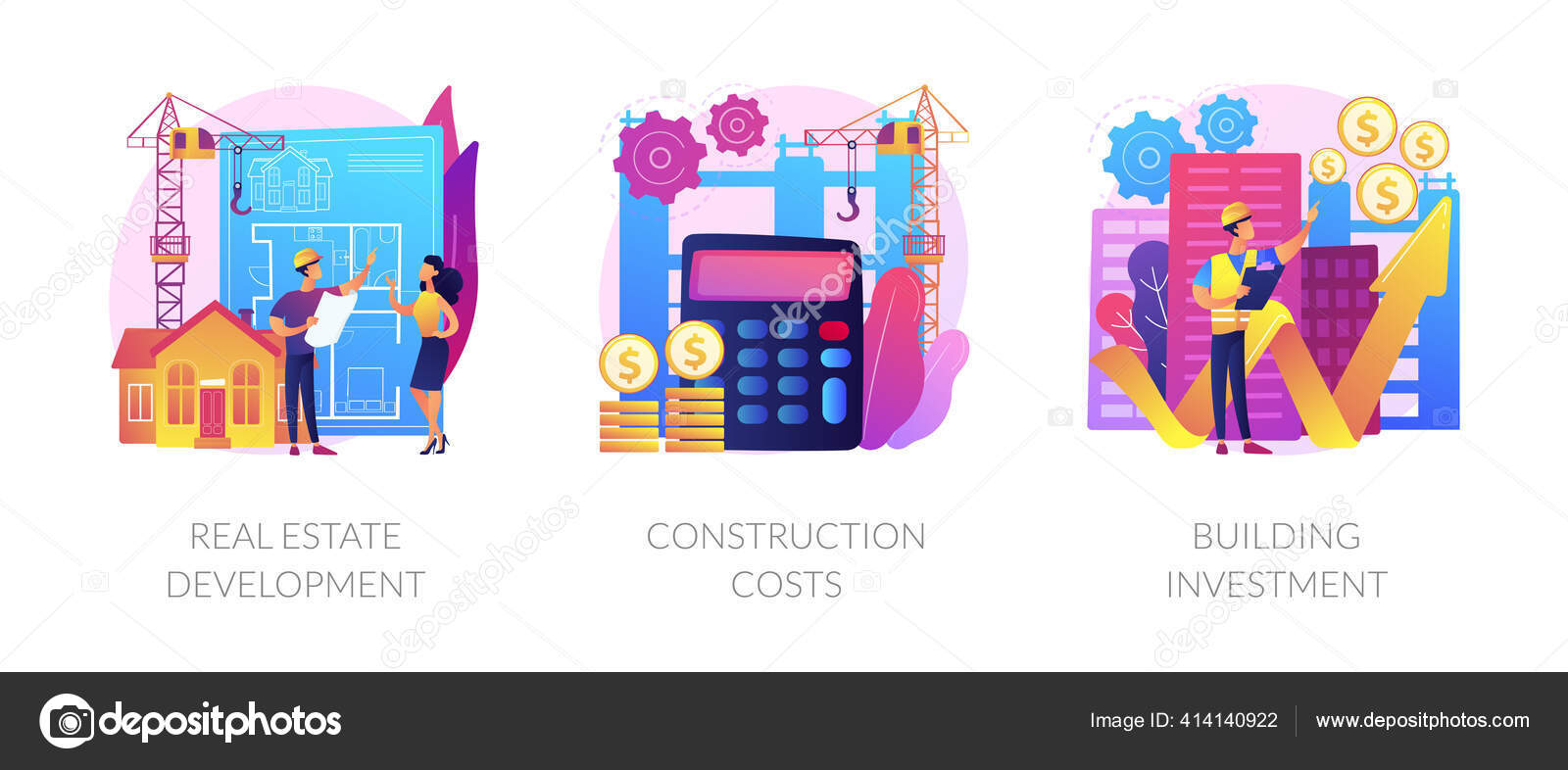 Construction project management abstract concept vector illustrations ...