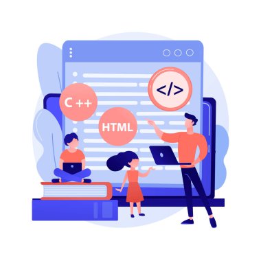 Bilgisayar programlama kampı soyut konsept vektör çizimi.
