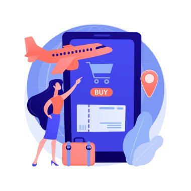 Biletler online soyut konsept vektör illüstrasyonu alınıyor.