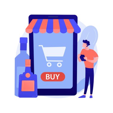 Alkol E-ticaret soyut konsept vektör çizimi.