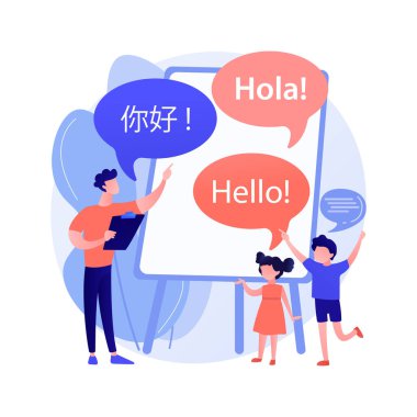 Dil öğrenme kampı soyut konsept vektör çizimi.