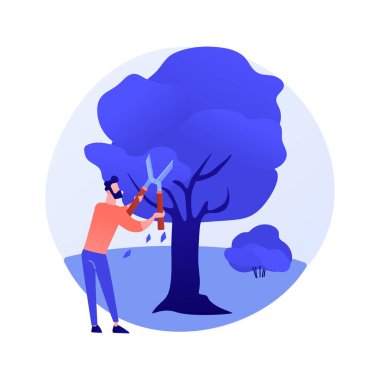 Ağaçların kesilmesi ve çalıların soyut konsept vektör çizimi.