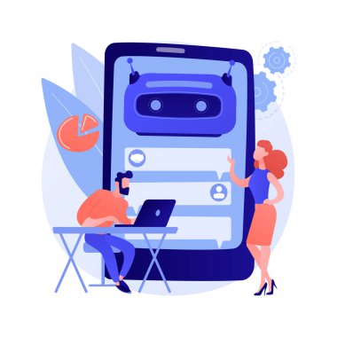 Chatbot geliştirme platformu soyut konsept vektör çizimi.